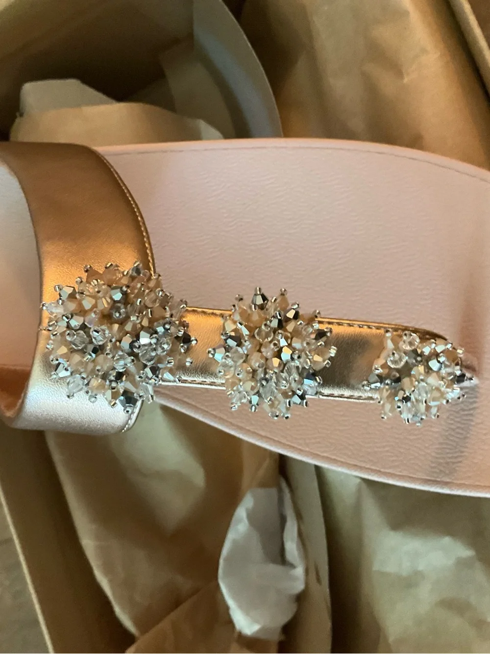 FitFlop Women's Galaxy Embellished Wedge Thong Sandals - Rose Gold Size 10